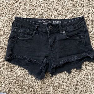 American Eagle Black Super Stretch Shorts- low rise